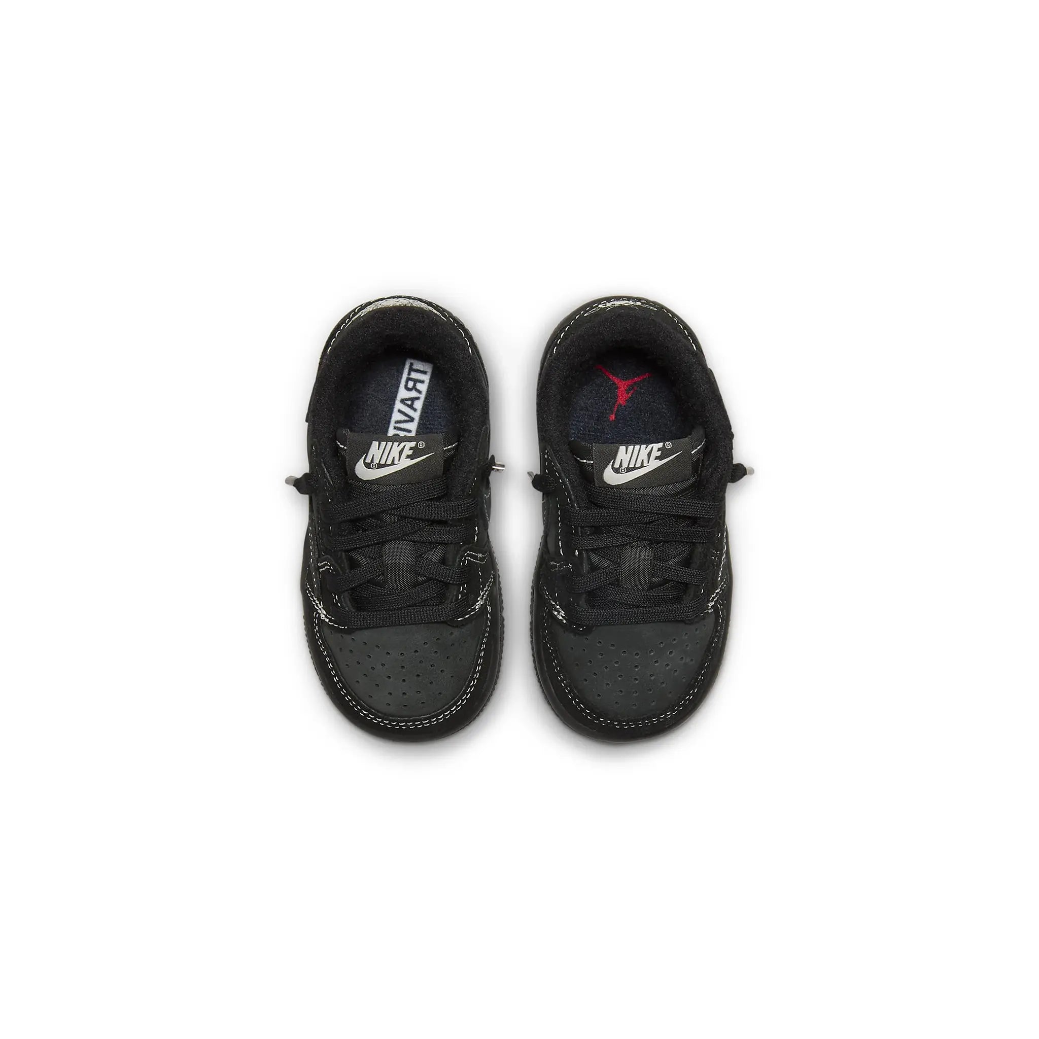 Top view of Travis Scott x Air Jordan 1 Low OG SP Black Phantom (TD) DO5441-001